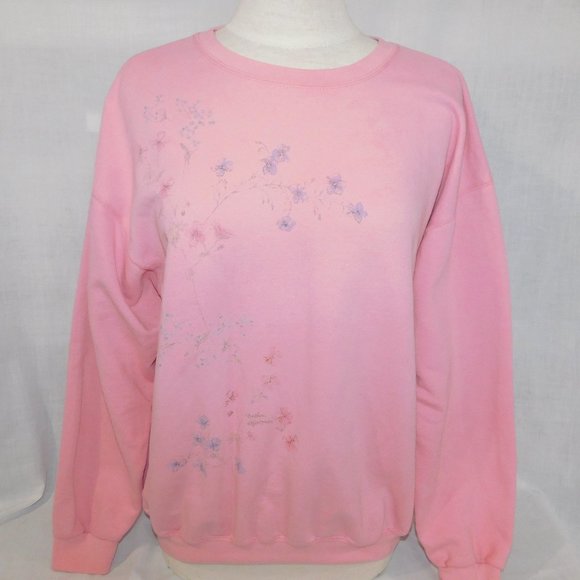 Northern Reflections Tops - VTG 90s Northern Reflections Womens L Pink Floral Glitter detail  Sweatshirt